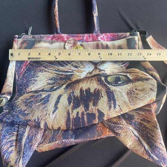 Ahcahcum Happy Clothing Tote Bag Womens Cat Face 3D Ears Turnlock Top Handle - Picture 10 of 12